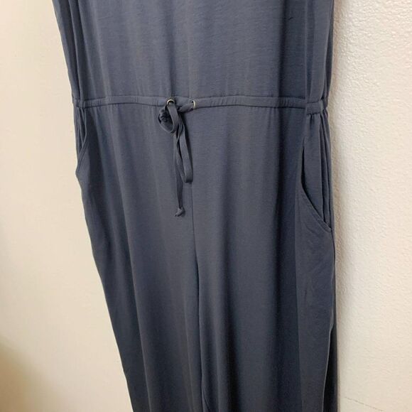$318 Eileen Fisher Cropped Wide-Leg Jumpsuit Round Neck Gray Heather - Picture 3 of 10